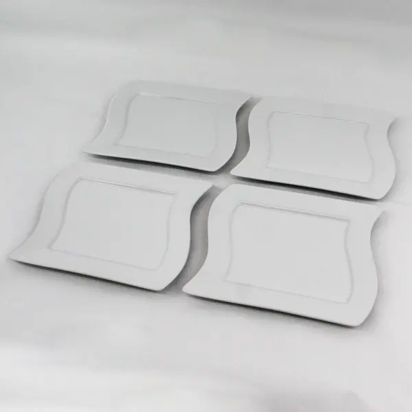 Set of 4 White Wave pattern Salad plates 9" x 7.5"