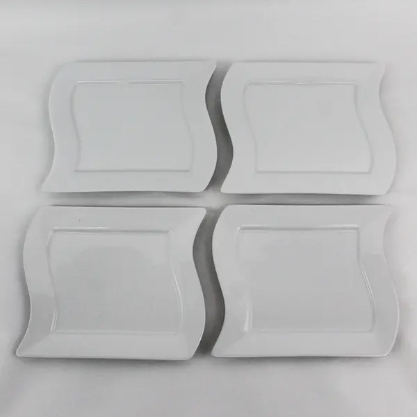Set of 4 White Wave pattern Salad plates 9" x 7.5"