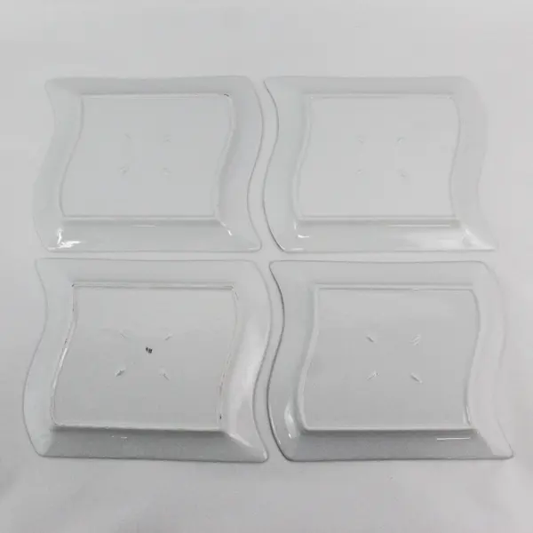 Set of 4 White Wave pattern Salad plates 9" x 7.5"