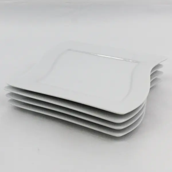 Set of 4 White Wave pattern Salad plates 9" x 7.5"