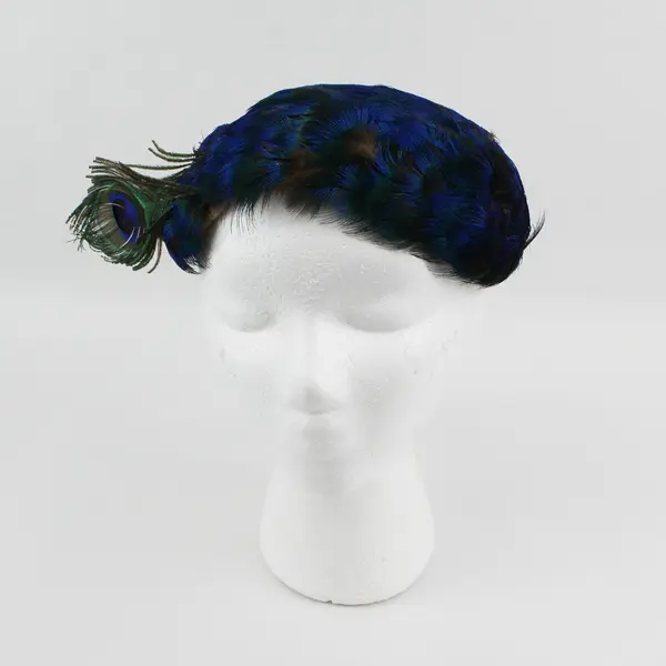 Vintage Mid Century Peacock Feather Ladies Hat