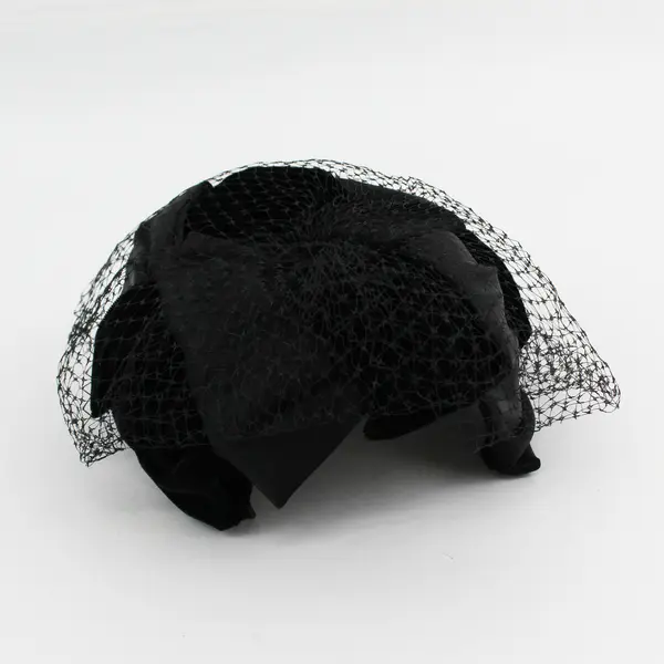 Vintage 1950's Union Made Cocktail Hat Black Silk And Velvet With Netting