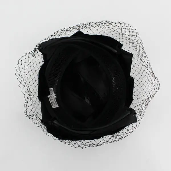 Vintage 1950's Union Made Cocktail Hat Black Silk And Velvet With Netting