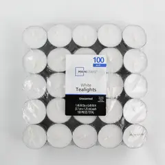 Mainstays White Unscented Indoor/Outdoor Tealight Candles, 100 Count