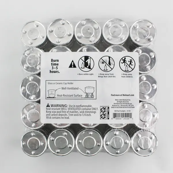 Mainstays White Unscented Indoor/Outdoor Tealight Candles, 100 Count