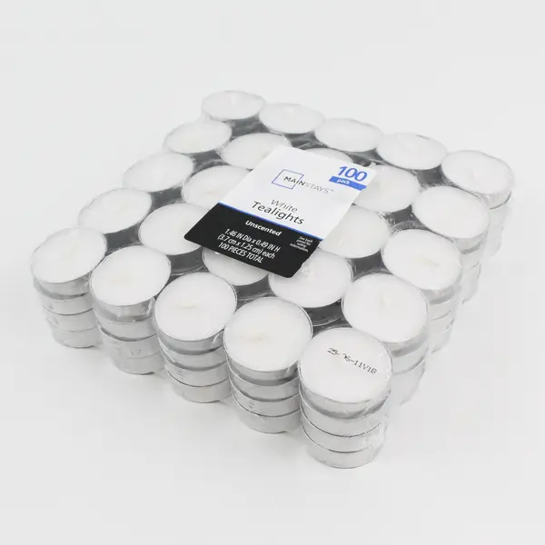 Mainstays White Unscented Indoor/Outdoor Tealight Candles, 100 Count