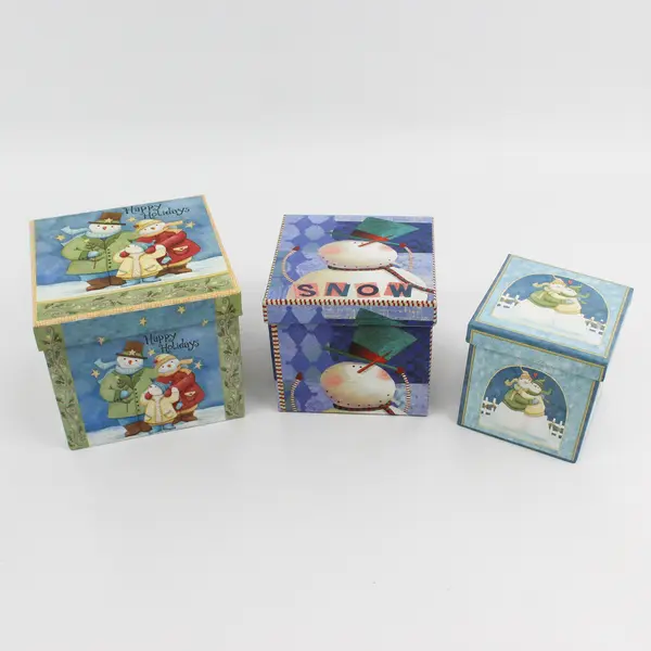 3 Piece Lindy Bowman Snowman Christmas Gift Box Set Designed By Teresa Kogut
