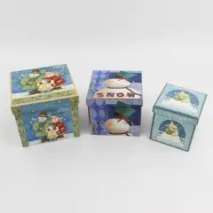 3 Piece Lindy Bowman Snowman Christmas Gift Box Set Designed By Teresa Kogut