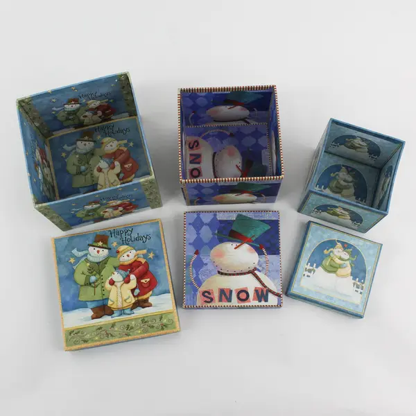 3 Piece Lindy Bowman Snowman Christmas Gift Box Set Designed By Teresa Kogut