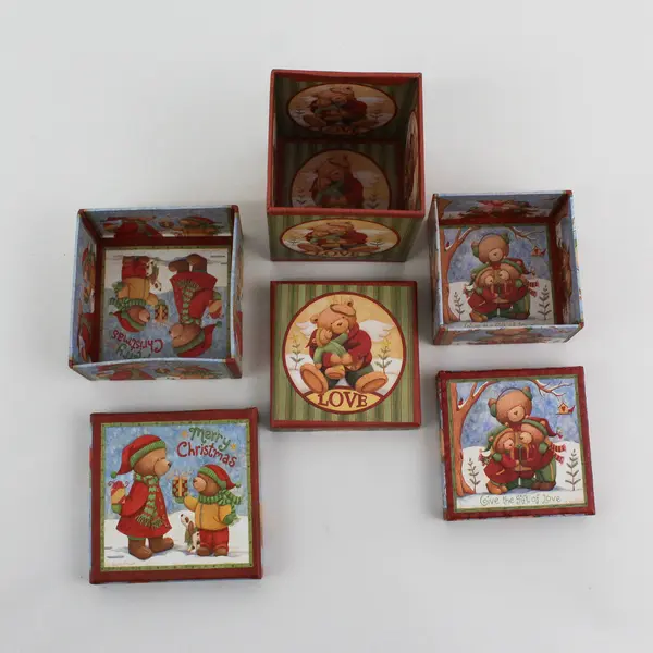 3 Piece Lindy Bowman Teddy Bear Christmas Gift Box Set By Teresa Kogot