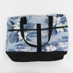 Island Accent Blue And White Hibiscus Canvas Tote Bag