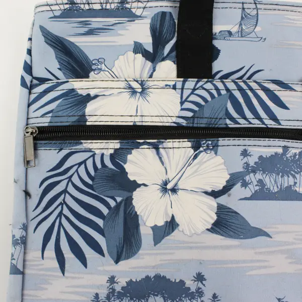 Island Accent Blue And White Hibiscus Canvas Tote Bag