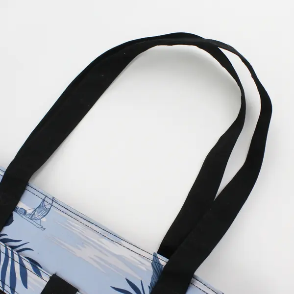 Island Accent Blue And White Hibiscus Canvas Tote Bag