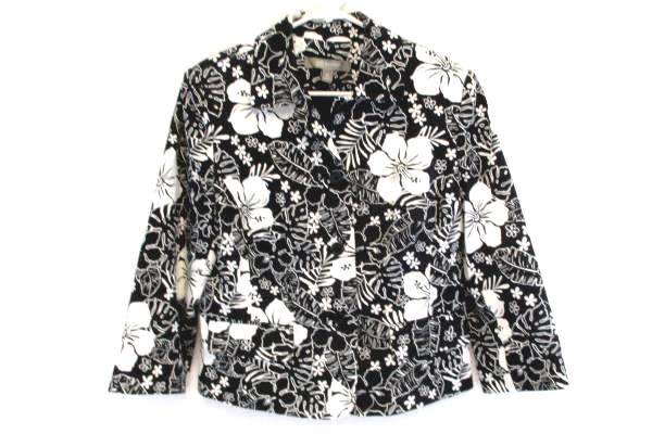 Women's Black and White Floral Textured Croft & Barrow Career Blazer Size 10