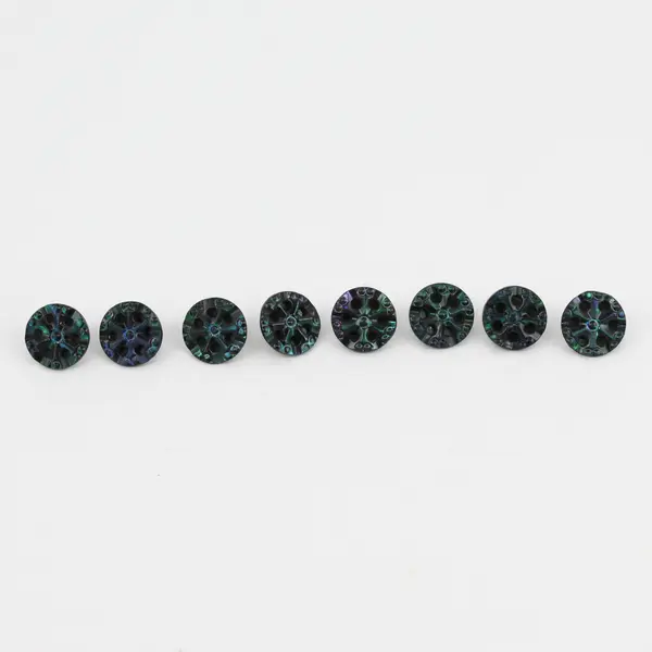 Set of 8 Vintage Dark Iridescent Shank Buttons 1/2"