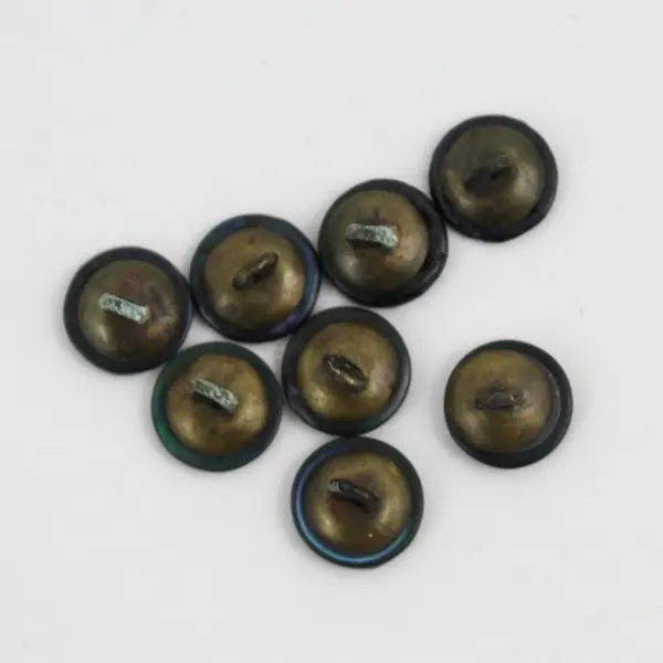 Set of 8 Vintage Dark Iridescent Shank Buttons 1/2"