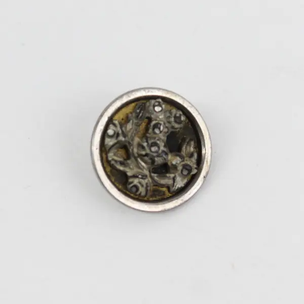 Antique Faceted Metal  Botanical Design Shank Button 5/8"