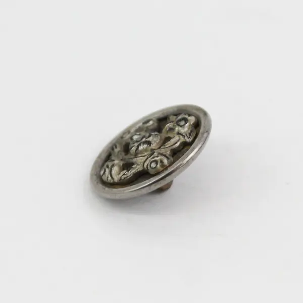Antique Faceted Metal  Botanical Design Shank Button 5/8"