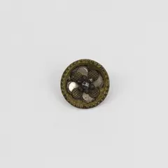 Antique Faceted Metal Rhinestone Floral Design Shank Button 5/8"