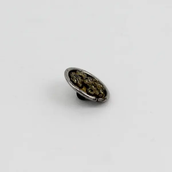 Vintage Faceted Mixed Metal Rhinestone Botanical Design Shank Button 5/8"