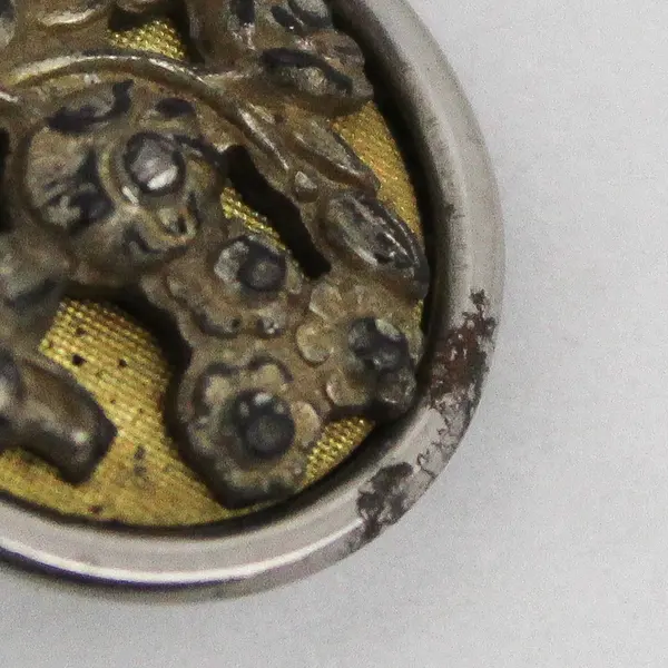 Vintage Faceted Mixed Metal Rhinestone Botanical Design Shank Button 5/8"