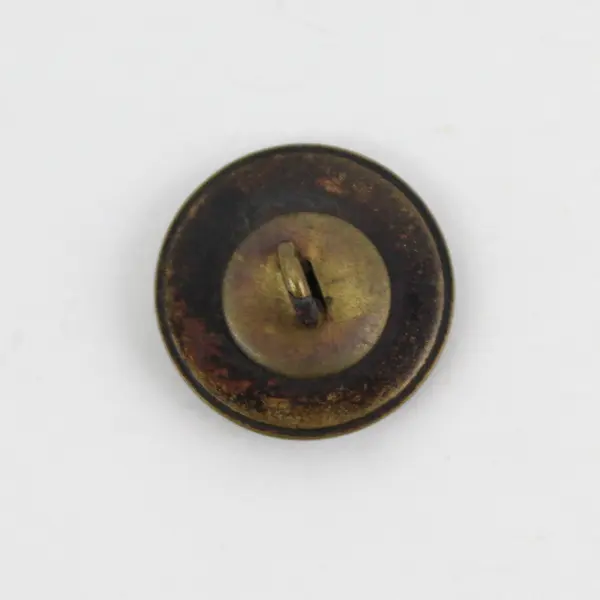Antique Faceted Brass-Colored Metal Rhinestone Botanical Shank Button 5/8"