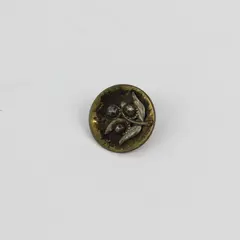Antique Faceted Metal Rhinestone Floral Botanical Shank Button 5/8"