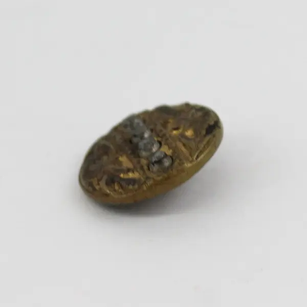 Antique Faceted Brass-Tone Metal Botanical Shank Button 3/4"