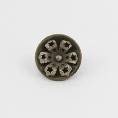 Antique Faceted Metal Floral Six Star Cutout Shank Button 3/4"