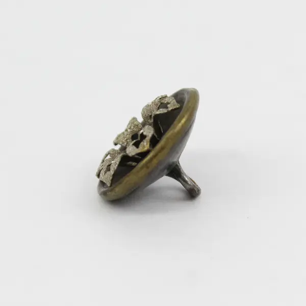 Antique Faceted Metal Floral Six Star Cutout Shank Button 3/4"