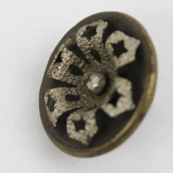Antique Faceted Metal Floral Six Star Cutout Shank Button 3/4"