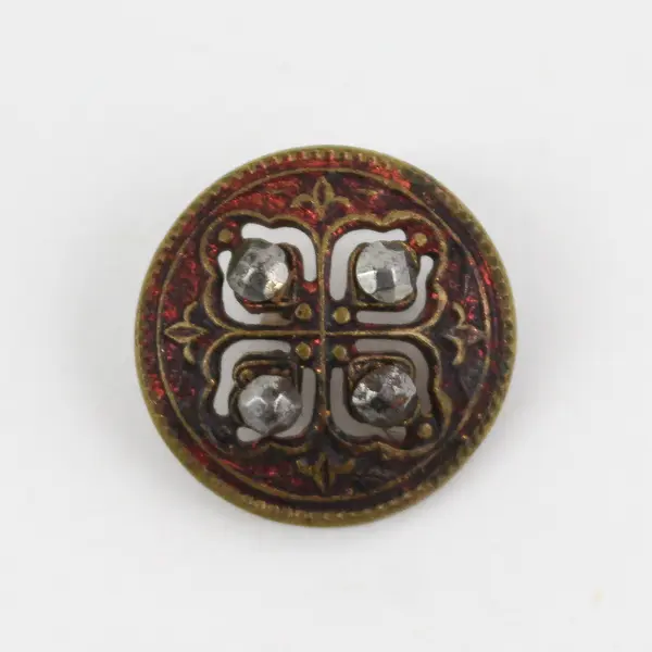 Antique Ornate Faceted Metal Shank Button 3/4"