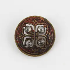 Antique Ornate Faceted Metal Shank Button 3/4"