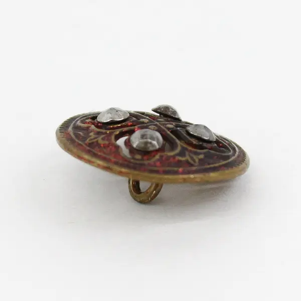 Antique Ornate Faceted Metal Shank Button 3/4"