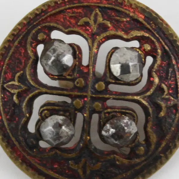 Antique Ornate Faceted Metal Shank Button 3/4"