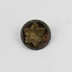 Antique Victorian Mixed Metal Floral Picture Button 3/4"