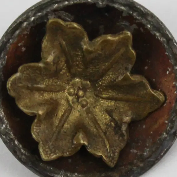 Antique Victorian Mixed Metal Floral Picture Button 3/4"