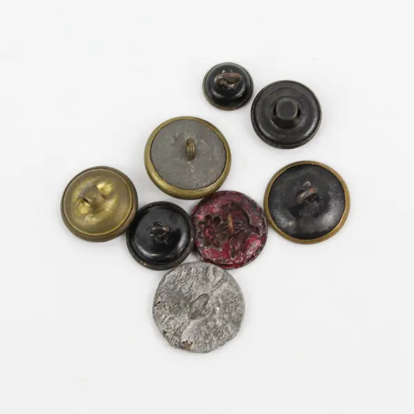 Lot of 8 Antique VTG Metal Shank Picture Buttons 3/8" to 3/4"