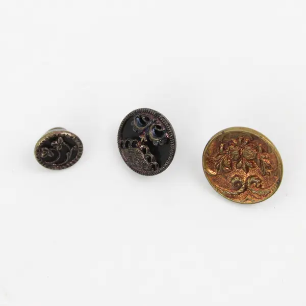 Lot of 8 Antique VTG Metal Shank Picture Buttons 3/8" to 3/4"