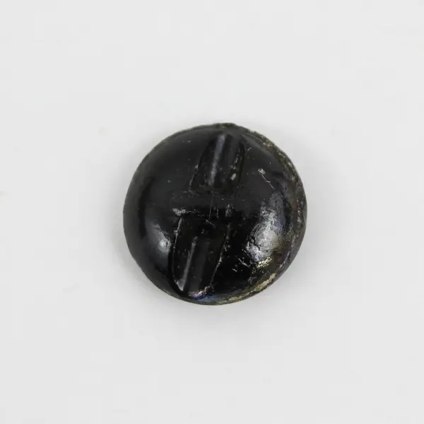 Antique Victorian Black Glass Carnival Luster Windmill Design Shank Button 3/4"