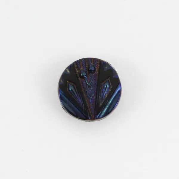 Antique Victorian Black Glass Carnival Iridescent Shank Button 1/2"