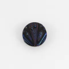 Antique Victorian Black Glass Carnival Iridescent Shank Button 1/2"