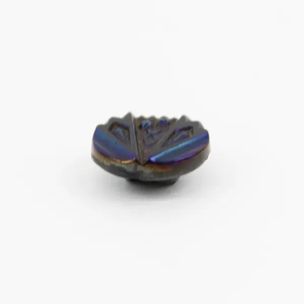 Antique Victorian Black Glass Carnival Iridescent Shank Button 1/2"