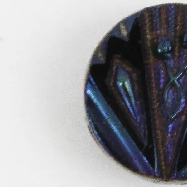 Antique Victorian Black Glass Carnival Iridescent Shank Button 1/2"