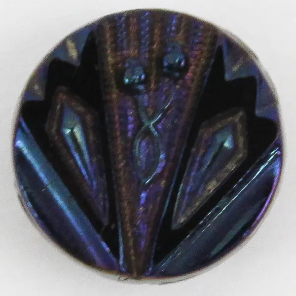 Antique Victorian Black Glass Carnival Iridescent Shank Button 1/2"