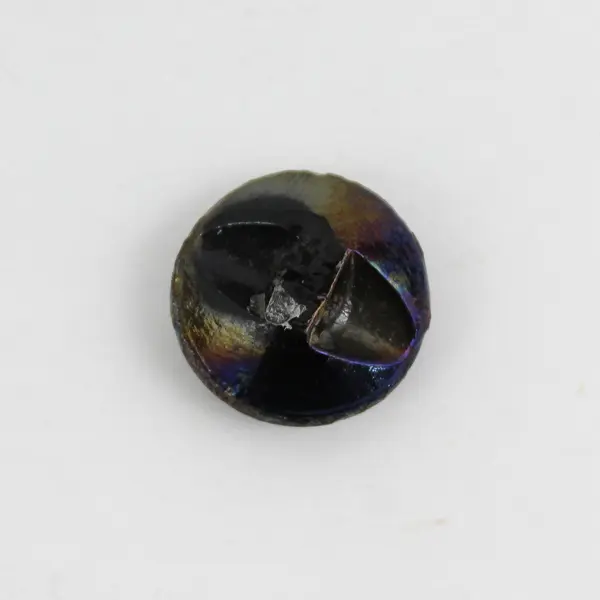 Antique Victorian Black Glass Carnival Luster Floral Design Shank Button 5/8"