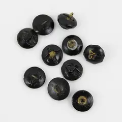 Lot of 10 Antique Victorian Ornate Black Glass Shank Buttons 1/2"
