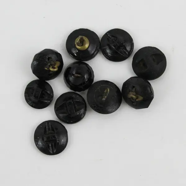 Mixed Lot of 10 Antique Victorian Ornate Black Glass Shank Buttons 1/2"