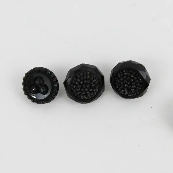 Mixed Lot of 10 Antique Victorian Ornate Black Glass Shank Buttons 1/2"