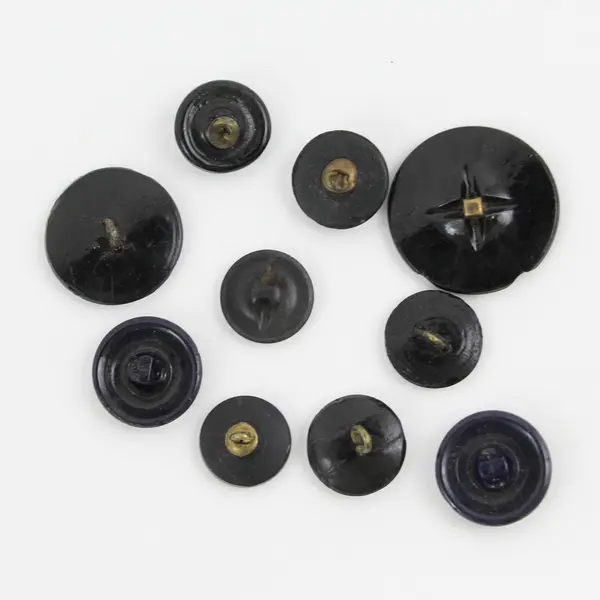 Lot of 10 Antique Victorian Black Glass Picture Buttons 5/8" to 1" FLAWED